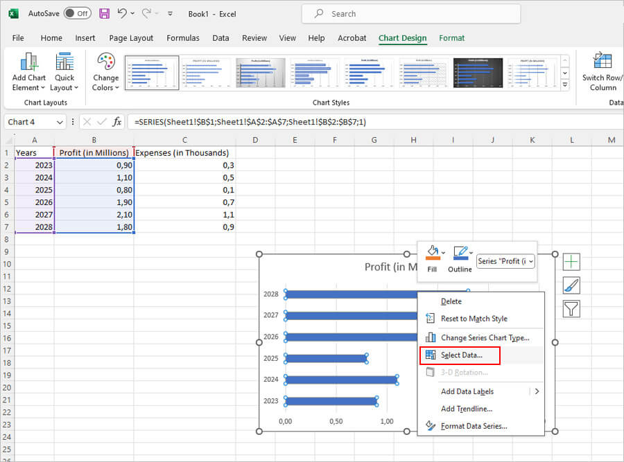 How to make a double bar graph in Excel