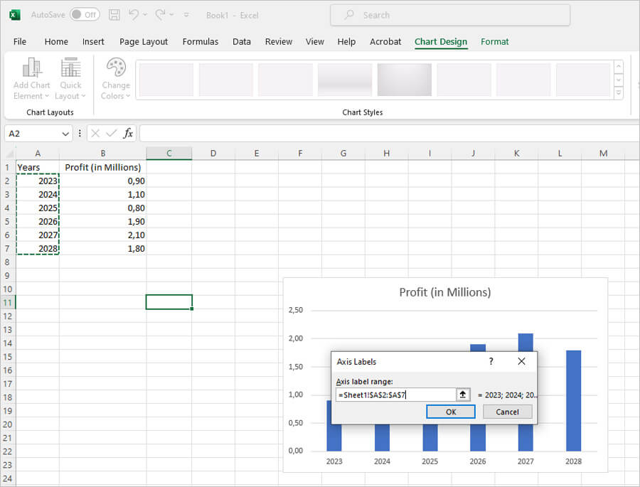 How to make a column graph in Excel