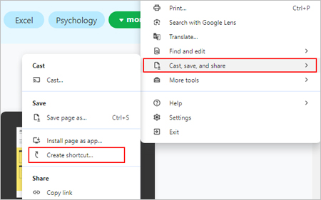 how to make a shortcut to a website on desktop