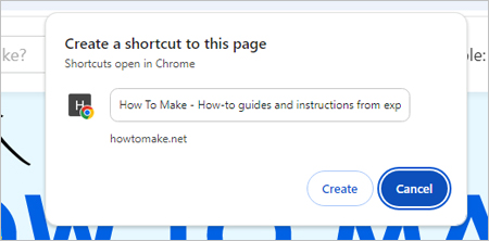 how to make a shortcut to a website on desktop