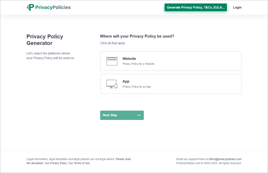 PrivacyPolicies free Generator