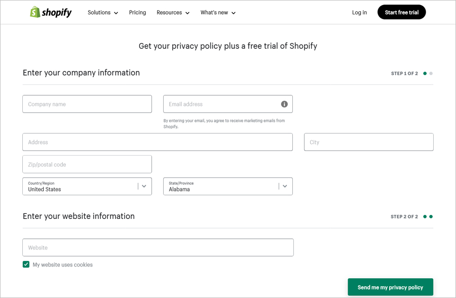 Shopify's Privacy Policy Generator