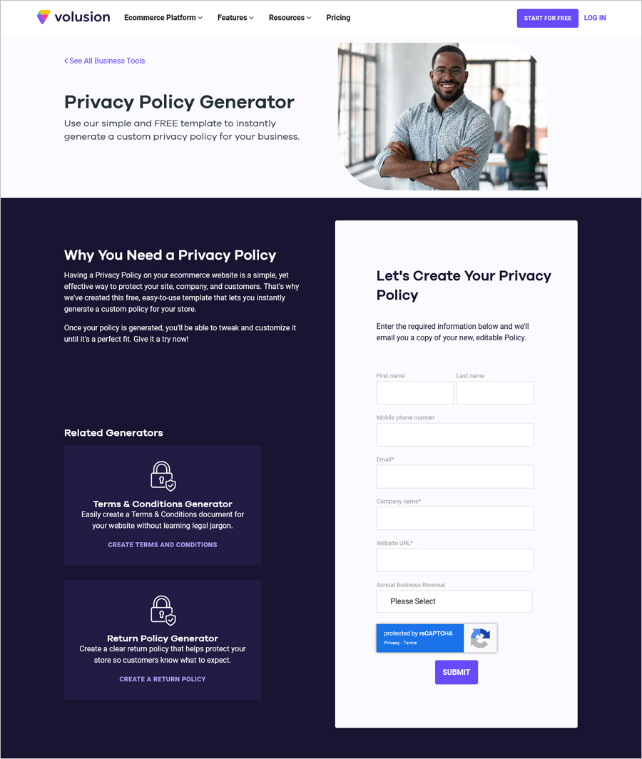 Volusion' Privacy Policy Generator